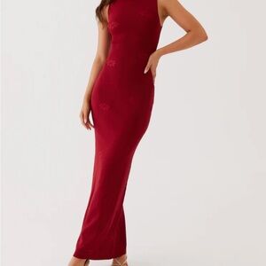 NWT Peppermayo Red knit floral Maxi Dress